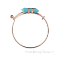 Gold Plated Turquoise Hexagonal Prism Cuff Bracelet Bangle